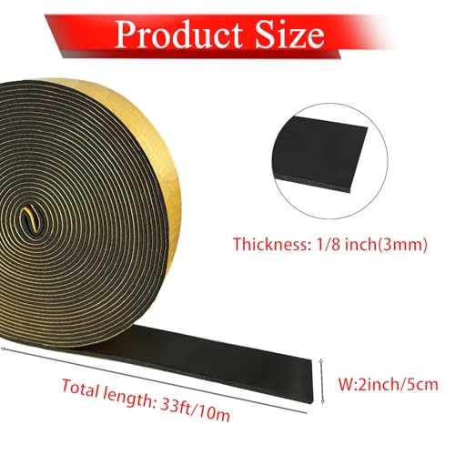 Self Adhesive Pipe Insulation Wrap Foam Tape 1/8" Thick x 2" x 33 Feet - size: 2 inch x 33 FT