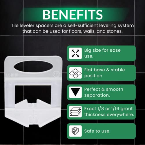 KMS 500 Tile Spacers 1/16" – Tile Spacer Leveling System for Professional Tile Installation, Consistent Gap Tile Leveling Spacers - color: 500 Tile Spacers 1/16"