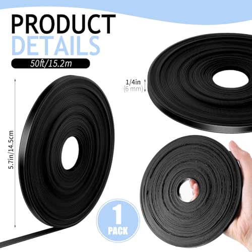 Tellegloww Black Magnetic Tape Roll Thin Strips, 1/4 Inch X 50 Feet, 1 Pcs - size: 1/4 inch x 50 feet