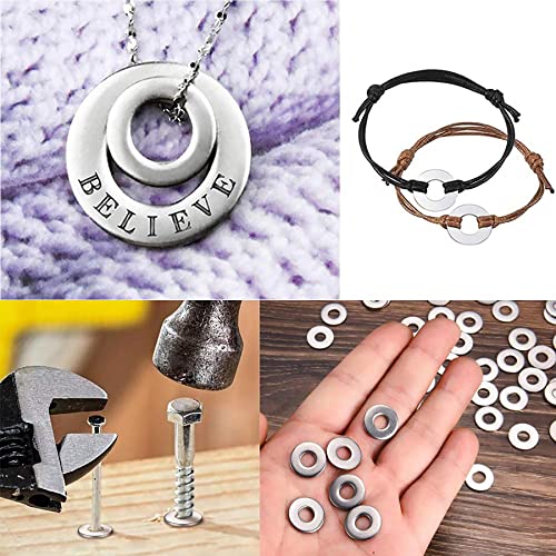 M10 304 Stainless Steel Flat Washer and Split Spring Lock Washer Assortment Set, 50Sets /Pack (M10)