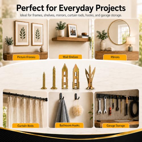 Jyphorixal 150Pcs Self Drilling Drywall Anchors with Screws Kit,Zinc Plated Steel,2 Sizes Expansion Screws and 2 Sizes Wall Anchors, Easy Application No Drill or Holes in Wall. - size: 150Pcs 2Size kit