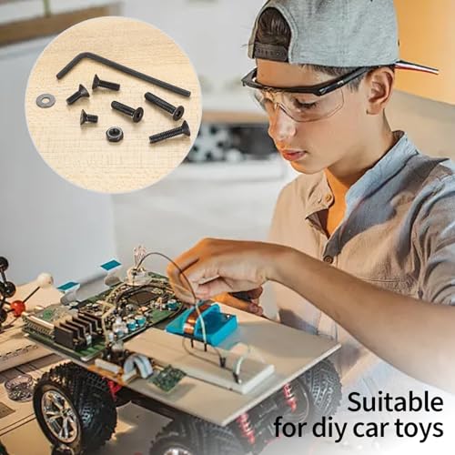 570 Pcs M3 Metric Screw Assortment, Flat Head Machine Screw Assortment Kit, Countersunk Hex Socket Cap Screws Set with Washers, Countersunk Bolts and Nuts Set with Wrench(Black) - size: M3