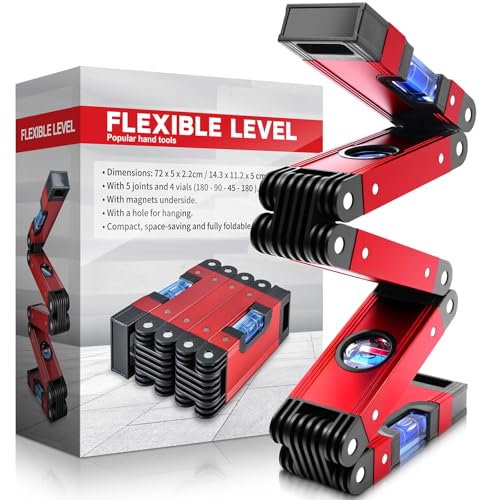 28 Inch Folding Level, Multi-Angle Precision Leveler with Magnetic Base, Foldable Aluminum Alloy Tool for Woodworking & Construction