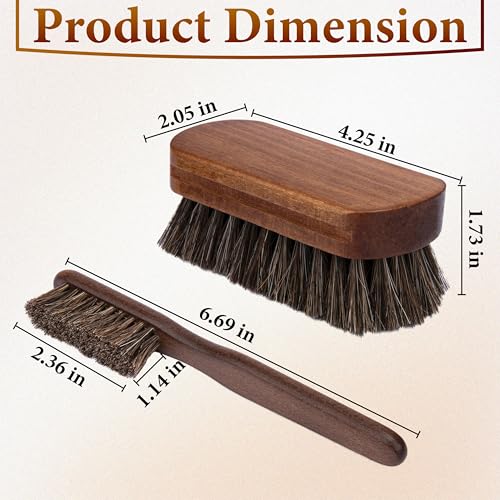 2 PCS Leather Brush Car Detailing, Horse Hair Brush, Car Cleaning Supplies - color: 2 Pcs