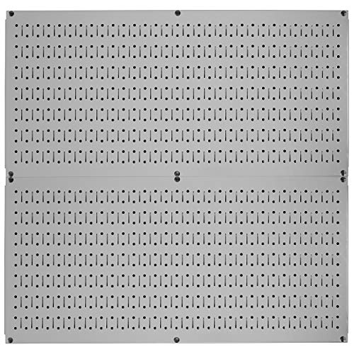 Wall Control Pegboard Rack Horizontal Metal Pegboard Garage Tool Storage Pack - Two 32-Inch Wide x 16-Inch Tall Easy To Install Peg Boards (Grey) - color: Grey