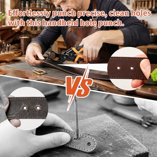 XOOL Small Hole Leather Hole Puncher, Precision Watch Punch Tool Set with 6 Hole Sizes for Watch Strap Adjustment, Belts, Shoes, Saddles, Tickets and DIY Craft Projects - style: Small Hole
