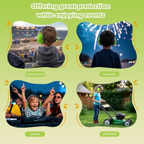ProCase Noise Cancelling Headphones for Kids/Toddlers SNR 27dB Ear Muffs - color: Green