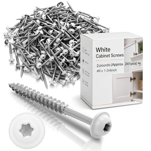 Frienda 2 Pound White Cabinet Screws Bulk #9x1-3/4'' Approx. 241 Pcs - color: Silver, size: #9x1-3/4 Inch