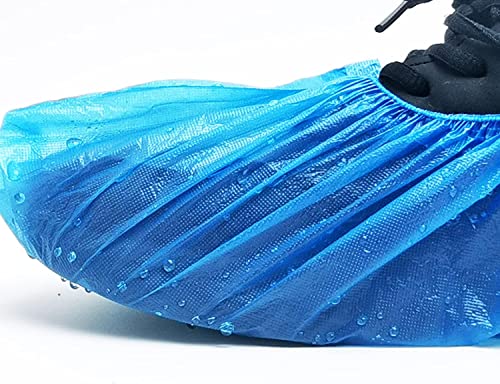 QIANSOU 100 Pack Disposable Shoe Covers Durable Waterproof Shoe Covers