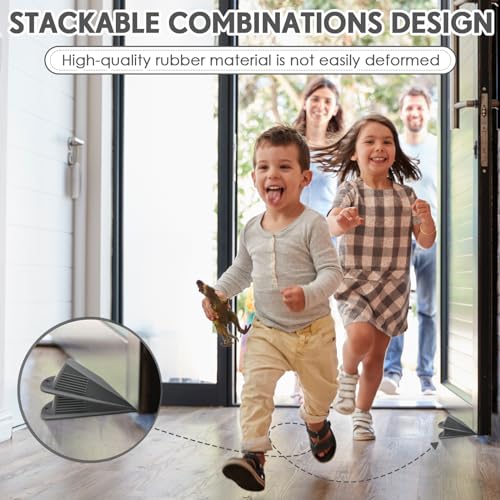 Frienda 2 Pcs Heavy Duty Rubber Door Stops Wedge Stackable,Gray - color: Gray
