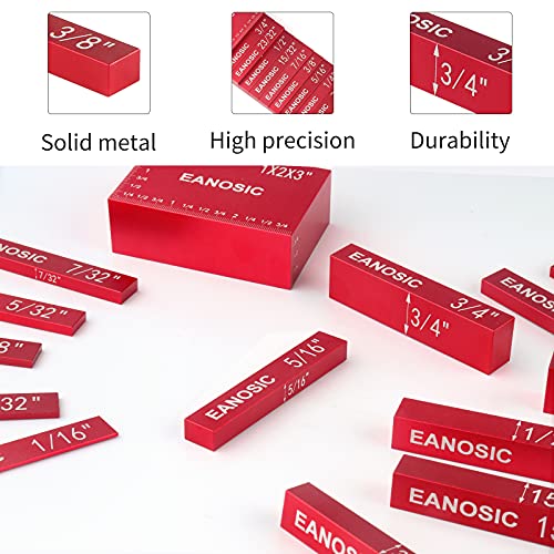 EANOSIC Setup Blocks Height Gauge Set, 15pcs Precision Aluminum Setup Bars for Router and Table Saw Accessories Woodworking Set Up, Bars Include Laser Engraved Size Markings - style: 15 Pcs-INCH