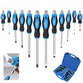 12-Piece Magnetic Screwdriver Set, Heavy Duty Screwdriver Set Go-Thru Steel Blades, High Torque 6 Phillips & 6 Flat Head Tips Screwdrivers Set with Case