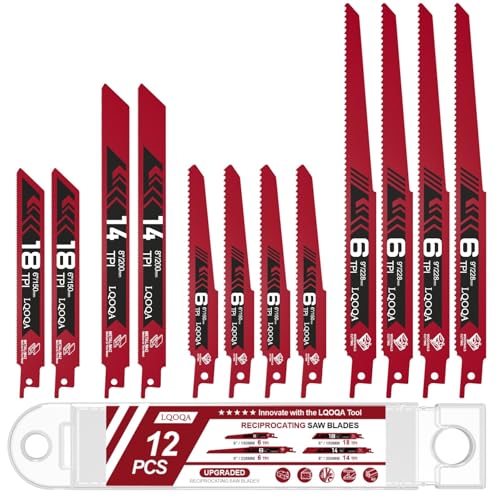 12-Piece Bi-Metal Reciprocating Saw Blade Set，Premium 6 & 8 & 9 Inch Wood & Metal Cutting Saw Blades withstorage Box，Long-Lasting Pruning Blades - size: 12-piece set