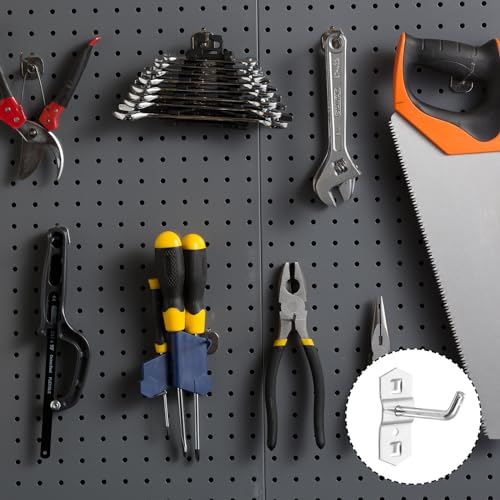 Garneck 12 Pcs Metal Square Peg Board Hooks - Heavy Duty Display Hooks for Supermarket Shelf Rack - Hanging L Style Screw Hook Pegboard Wall Organizer Tool Accessory