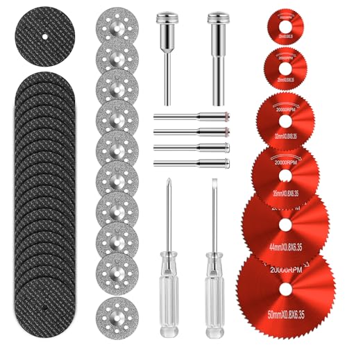 44 Pcs Red Cutting Wheel Set Compatible with Plastic for Rotary Tool - color: Red