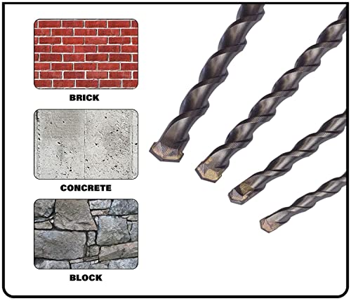 Utoolmart Masonry Drill Bit 14mm x 350mm Carbide Tipped Rotary Hammer Bit Square Shank for Impact Drill 1Pcs - size: Square handle 14*350