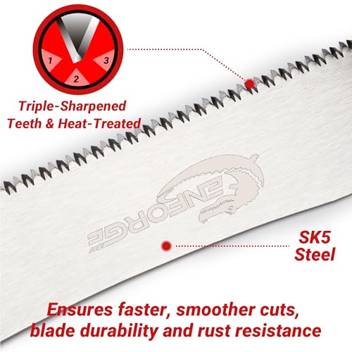 Double-blade Hand Pruning Saw, Foldable Camping Saw, Handsaw for Survival, Backpacking, Hunting, Wood and Trees Cutting, Outdoor Portable (10 Inch Double-blade)