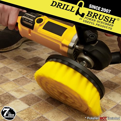 7in Boat Brush Variable Speed Polisher Attachment - Medium Yellow Bristles - color: Yellow