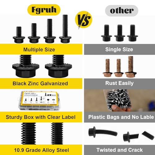 164PCS M8 Flange Hex Bolt Assortment Kit, M8-1.25 x 16/20/25/30 mm - size: M8 164pcs