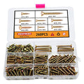 M3.5 M4 M5 Flat Head Wood Screws Assortment Kit 260 Pcs,Phillips Drive Countersunk Flat Head Self-Tapping Wood Screws,Yellow Zinc Plated Finish Screw Kit,Screws for Metal,Full Thread Screw Set - style: M3.5M4M5 260PCS