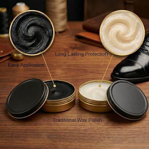 shoe care kit horsehair brush,long-handled round brush,white & black polish,polishing cloth,shoe horn,storage box. - color: White+black