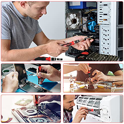 STREBITO Small Precision Screwdriver Set 124-Piece Electronics Tool Kit | 101 Precision Bits, Magnetic Screwdriver Set for Computer, Laptop, Cell Phone, PC, MacBook, iPhone, PS4, PS5, Xbox Repair - color: Red