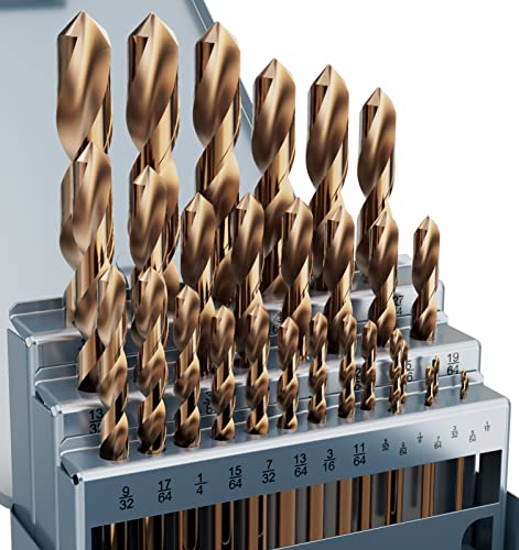 29Pcs(1/16"-1/2") Cobalt Drill Bit Set M35 HSS Jobber Length - size: 29pcs, 1/16"-1/2"