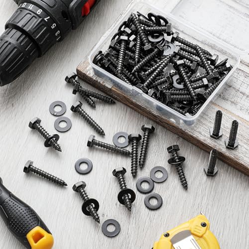 Zonon 50 Pcs 1/4" X 1-1/2" Hex Head Lag Bolts Screws with Washers, Black - color: Black, size: 1/4" X 1-1/2"