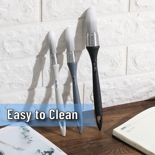 Bates- Trim Paint Brush, 3 pcs, 5/8”, 3/4” and 1”, Ergonomic Handle, Grey Theme, Trim Brushes for Painting - color: Grey Theme, size: 5/8”, 3/4”, 1”