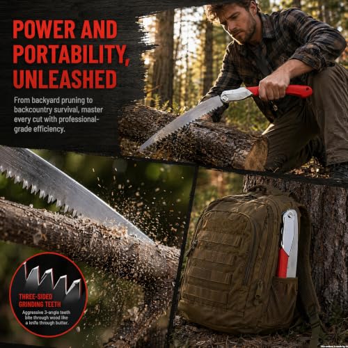 Premium Folding Saw 360mm with SK5 Steel Blade - 14 Inch Camping Hand Saw for Wood Cutting, Pruning, Backpacking and Hiking - Heavy Duty Impulse Hardened Teeth