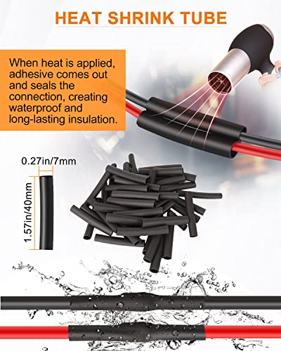 NAOEVO 2 Pin Connector Waterproof, 16 AWG 2 Wire Connectors, Automotive Electrical Male and Female Plug with Heat Shrink Tubing for Car Truck Boat Wire Connection, 6 Kits (Pack of 2) - size: 2 Pin (Pack of 2)