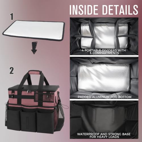 SCAVATA Rolling Cleaning Caddy Bag with Detachable Trolley & Wheels - color: LotusPink