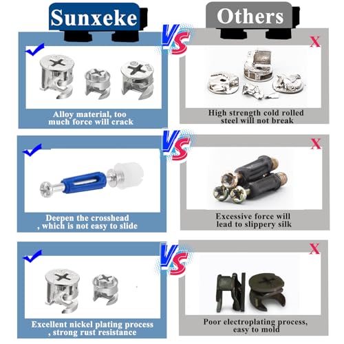 170PCS Cam Locks for Furniture,3-in-1 Eccentric Hardware Wheels,Furniture Fasteners & Connectors with Multi-Size Nuts,Bolts and Wood Dowel Pins-Assortment Kit for Furniture Assembly/Repair - size: 120PCS-Silver