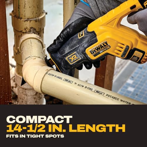 DEWALT 20V MAX XR Reciprocating Saw Cordless, Brushless, Compact,Variable Speed, Pivoting Head, LED Light, Tool Only (DCS367B)