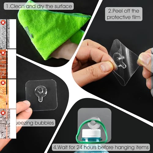 20 Pcs Adhesive Picture Hooks, Wall Hangers Without Nails, Adhesive Wall Hooks, to use Inside Kitchen, Bathroom, Home and Office