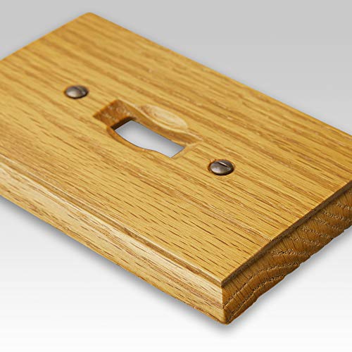 Amerelle Traditional Double Toggle Wood Wallplate in Light Oak - size: 2 Toggle