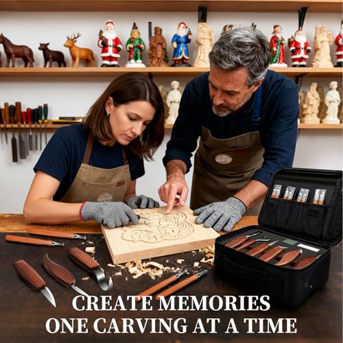 Wood Carving Kit, 30-Piece Professional Whittling & Carving Tool Set with Walnut Handle Knives, Detail Gouges, Sharpening Stone, Strop & Cut-Resistant Gloves for Adult Hobbyists and Craft Use - color: 30-piece Wood Carving Tools