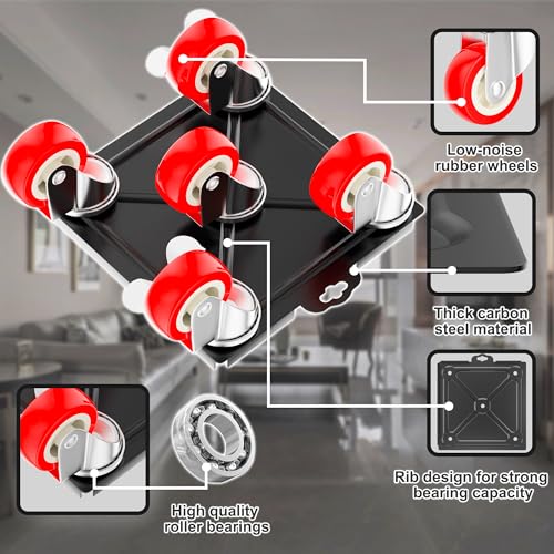 1,500 lb Capacity Furniture Dolly Set, 5.3-Inch Platforms, Red - color: Red, size: 5.3x5.3 IN