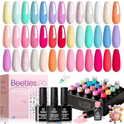 Beetles Gel Nail Polish Set With Base & Matte Top Coat Pastel Gel Polish - color: Awakening Alice