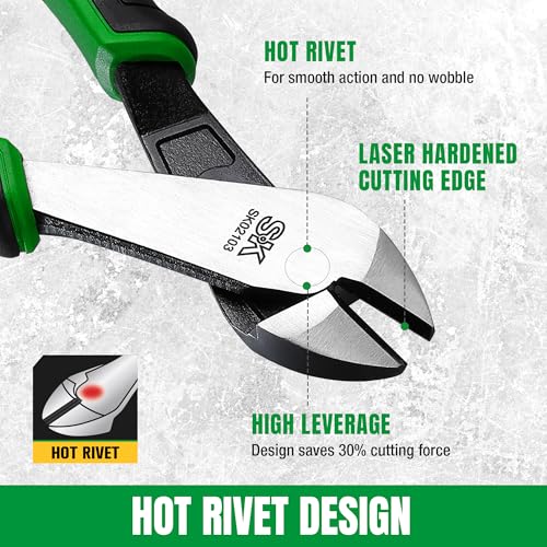 SK 8-Inch Side Cutters, Heavy Duty Diagonal Cutting Pliers, Wire Cutters - style: 8in Diagonal Pliers