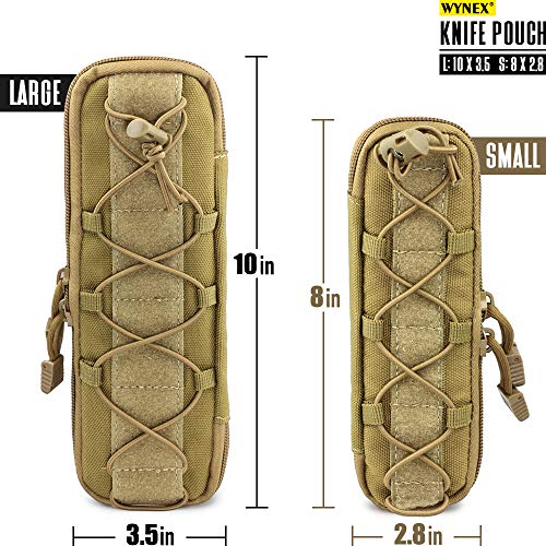 WYNEX Tactical Small Molle Pouch Nylon Knife Sheath for Belt Hunting Gear - color: Kahki - Large