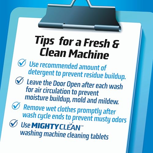 MIGHTY CLEAN Washing Machine Cleaner Tablets 24 Pack - 1 Year Supply, Septic Safe Washing Machine Cleaning Tablets, Washer Cleaner Tablet, Works with All Washers Including HE