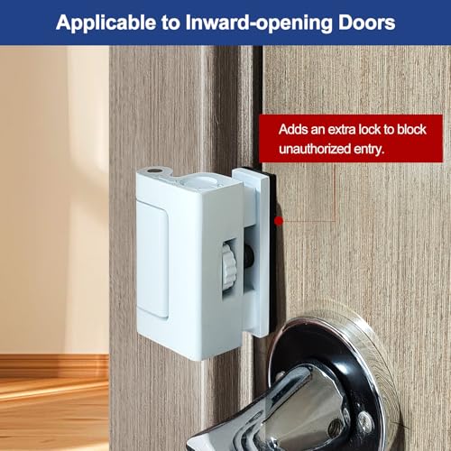 Portable Door Lock for Home/Hotel Security, Flip Action Style - color: White