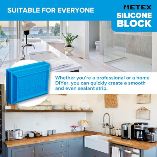 Silicone Block - 5 in 1 Easy Grip Sealant Shaping & Finishing Caulking Tool - Creates A Consistent Width Bead. Sharp & Consistent Internal Corners with A Choice of 6mm Or 8mm Bead