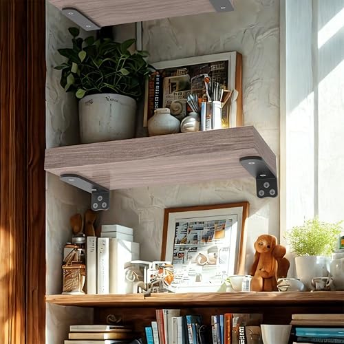 4Inch Black Heavy Duty Floating Shelf Bracket 6 Pack 3-Hole Mount - color: Black 6 Pack, size: 4 Inch