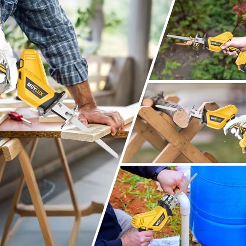 Cordless Reciprocating Saw, Electric Saw with Battery and Charger, 20V Battery Power Saws, 0-3500 SPM Variable Speed, Tool-Free Change, 4 PCS Blades for Wood PVC Metal Pipe Tree Cutting, 2 Batteries - style: 2 Batteries