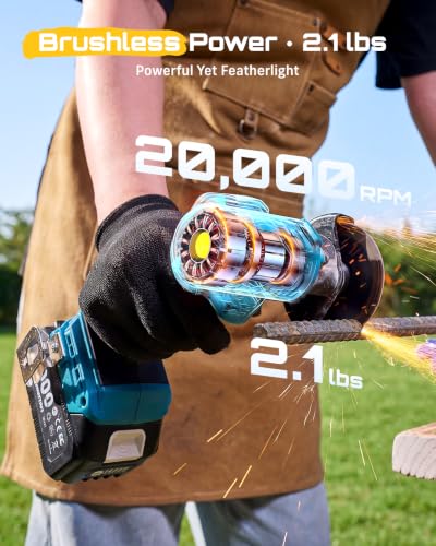 Seesii 21V Brushless 3" Cordless Cut-Off Tool with 2x 4.0Ah Batteries