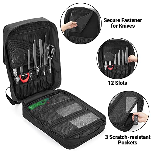 samdew Large Knife Backpack & Chef Bag, 12 + 23 Slots, Knife Not Included