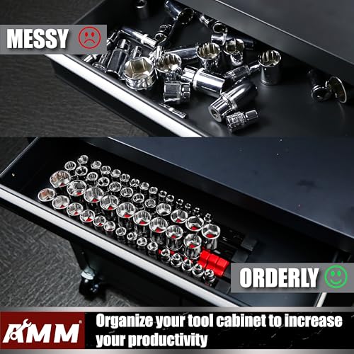 AMM 9-Piece Socket Organizer, 1/2, 3/8 & 1/4 inch Drive ABS Socket Holder, Heavy Duty Socket Racks - color: RED, size: 9PC