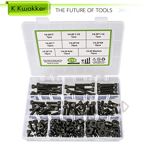 1/4-20 Hex Socket Head Cap Screws and Nuts Kit, 7 Sizes 220Pcs - size: A. 1/4-20